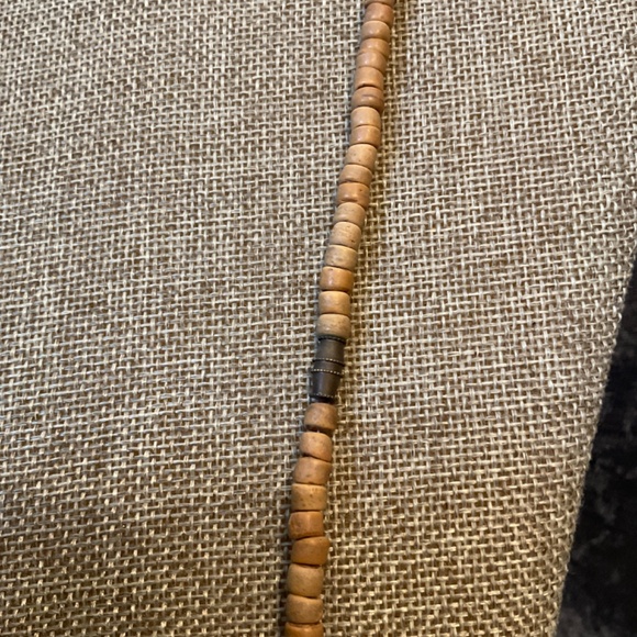 Vintage Wood Heishi Beaded Necklace with Carved Zebra - Picture 3 of 4